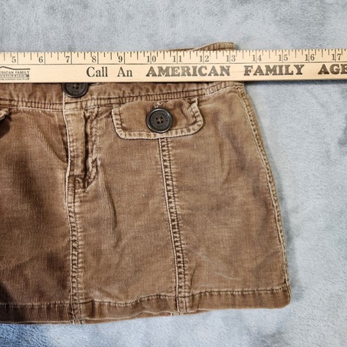 Y2k Abercrombie & Fitch Corduroy Mini Skirt Womens 26 Brown Bratz 2000s Preppy - Picture 4 of 7
