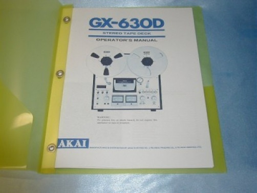 AKAI GX-630D  REEL TO REEL TAPE DECK OPERATOR'S MANUAL FREE SAME DAY SHIPPING