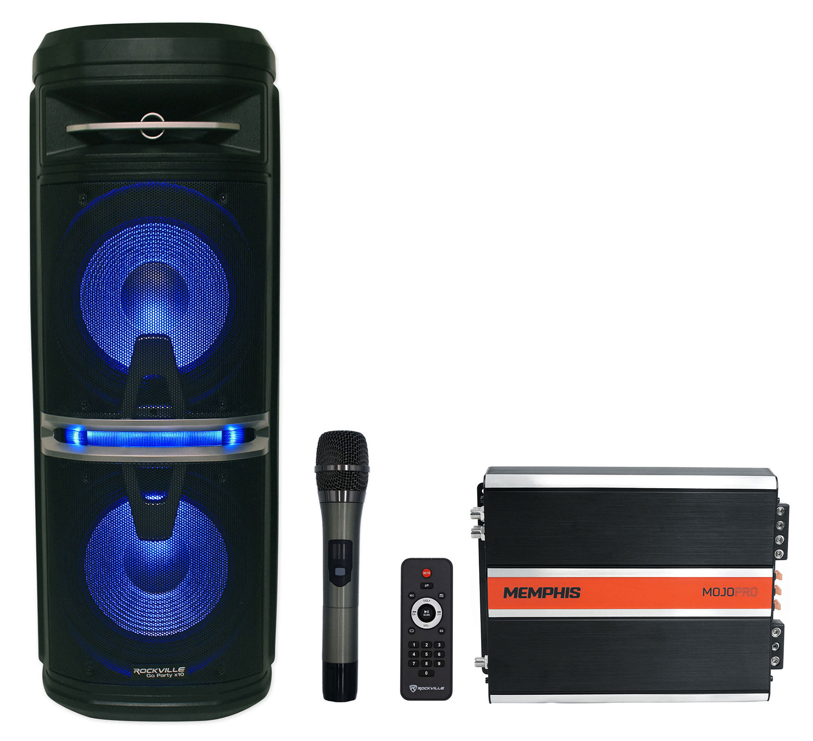 Автомобильный моноусилитель Memphis Audio MJP10001 мощностью 1000 Вт RMS при 1 Ом Динамик для вечеринок с микрофоном