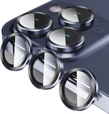 For  iPhone  16/16+/16 Pro Max Metal Ring Tempered  Glass  Camera Lens Protector