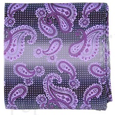 New Men's poly Pocket Square Hankie Handkerchief purple paisleys formal wedding