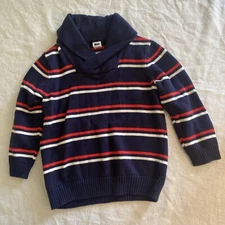Janie & Jack Toddler Boys Cotton Blue Striped Shawl Collar Sweater 18 to 24 mos