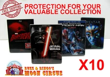 10x BLU-RAY WITH SLIPCOVER LARGE (SIZE BR3) - CLEAR PLASTIC BOX PROTECTOR SLEEVE