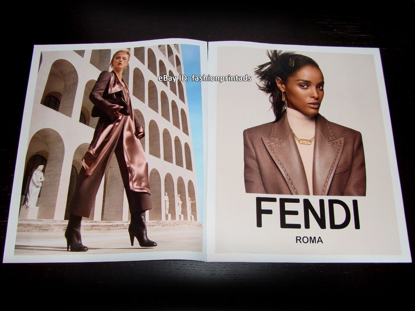 FENDI ANNUNCIO STAMPA 4 pagine autunno 2021 RIANNE VAN ROMPAEY Malika Louback HE CONG