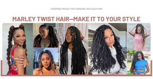 ToyoTress Marley Twist Braiding Hair 18 Inch 6 Packs Black For Faux Locs 1B-5P W - Picture 6 of 6