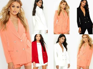 Nuevas damas Botón de Oro Doble Abotonadura Plumero Abrigo Chaqueta  Chaqueta De Las Señoras (8-26) | eBay