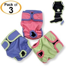 PACK - 3 Female Dog Diapers LEAK PROOF Waterproof Washable Cat Small Large Pet
