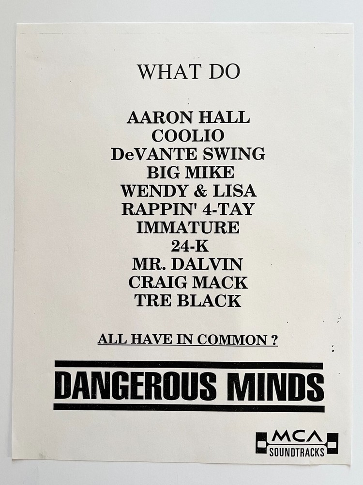 Coolio Immature Rap Promo Flyer Dangerous Minds Poster MCA Tape G Funk Gangsta