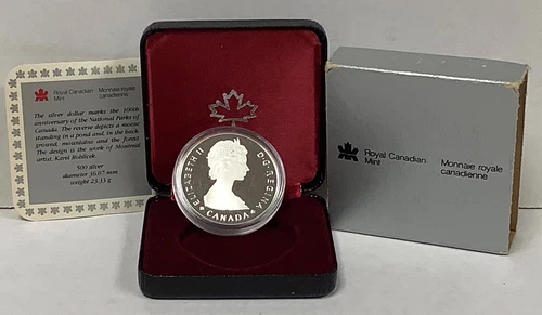 1985 Canadian Mint Proof National Parks 100th Anniversary 50% Silver Dollar COA