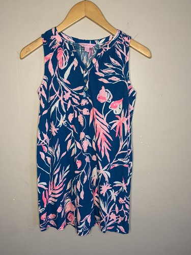 Lilly Pulitzer Essie It’s Prime Time Sleeveless Summer Shift Dress Girls L 8/10 - Picture 8 of 9