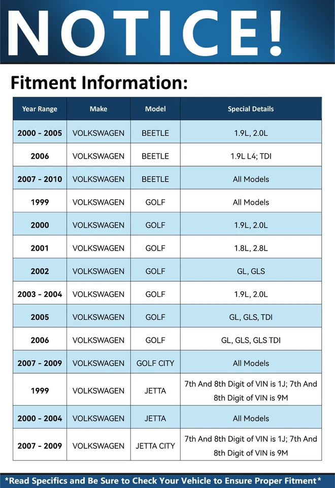 Kit de pastillas de rotores de freno delanteros de 11,02"" para Volkswagen Beetle Jetta City Golf City Foto 2 de 4