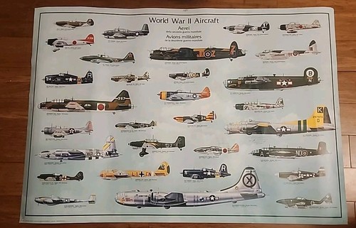 1987 World War II Aircraft Poster 38.5" x 27” Fast Ship 
