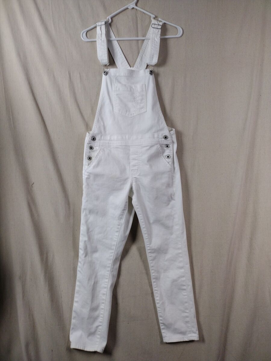 Lucky Brand Women XS White Denim Overalls Adjustable Straps