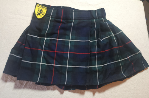 SportKilt Womens (S) Plaid Green Blue Kilt Skirt Pleated