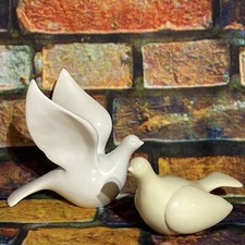 Love Birds Peace Doves White Cream Figurines Vintage Home Interiors Decor Homco