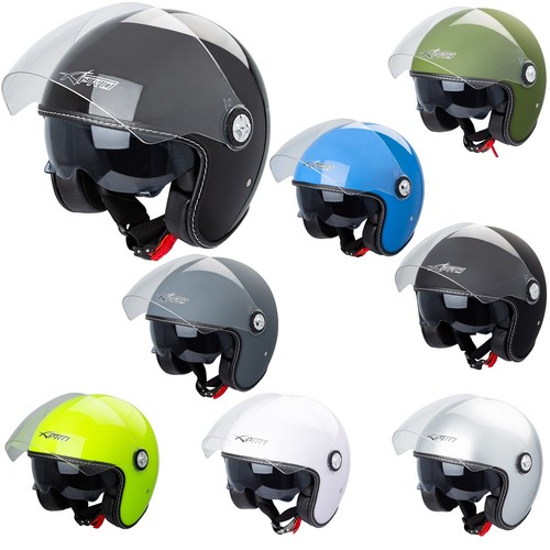 Casco Moto Jet City Retrò Omologato ECE 22-05 Doppia Visiera scooter | eBay