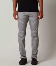 NEW AFFLICTION JEANS MENS GAGE MOTO STRETCH IN CHARCOAL OIL STAIN SZ 32