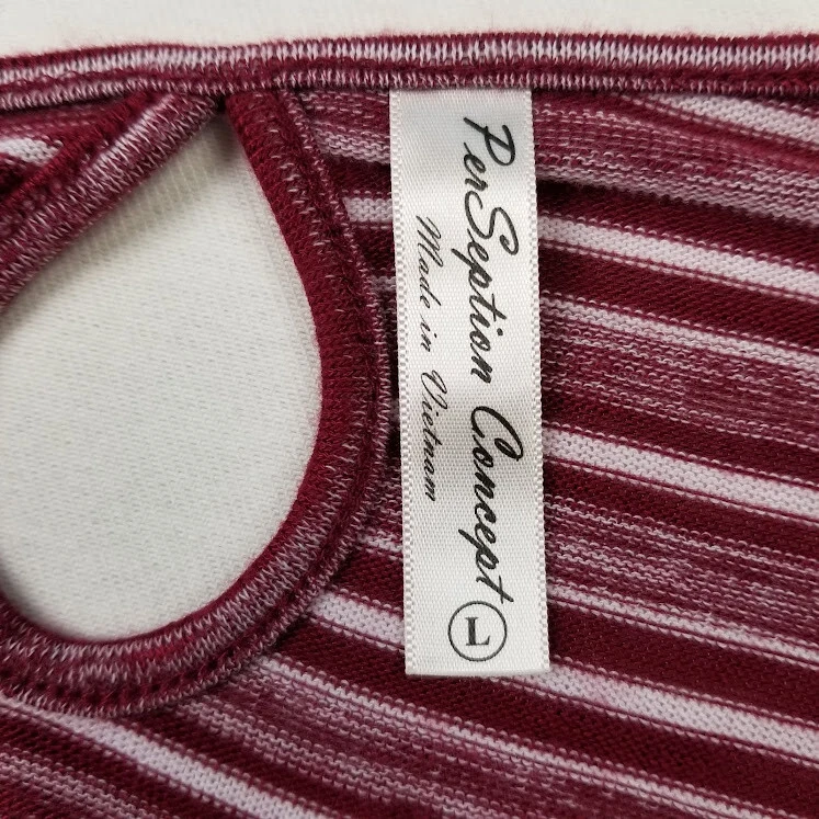 PerSeption Concept Top Women's L Large Red White Striped ¾ Sleeve Stretch Knit - Image 4 of 4