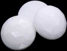 Glass White Faceted Round Cabochon Flat Back 20 mm Vintage