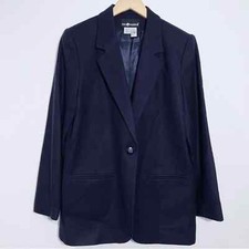 Sag Harbor Navy Wool Blazer One Button w/ Pockets Size 8 Office Career Wear