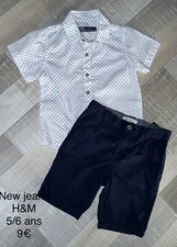 New Jeans H&M 5 / 6 Ans GARÇON / Chemise Bleu + Short Bleu TBE