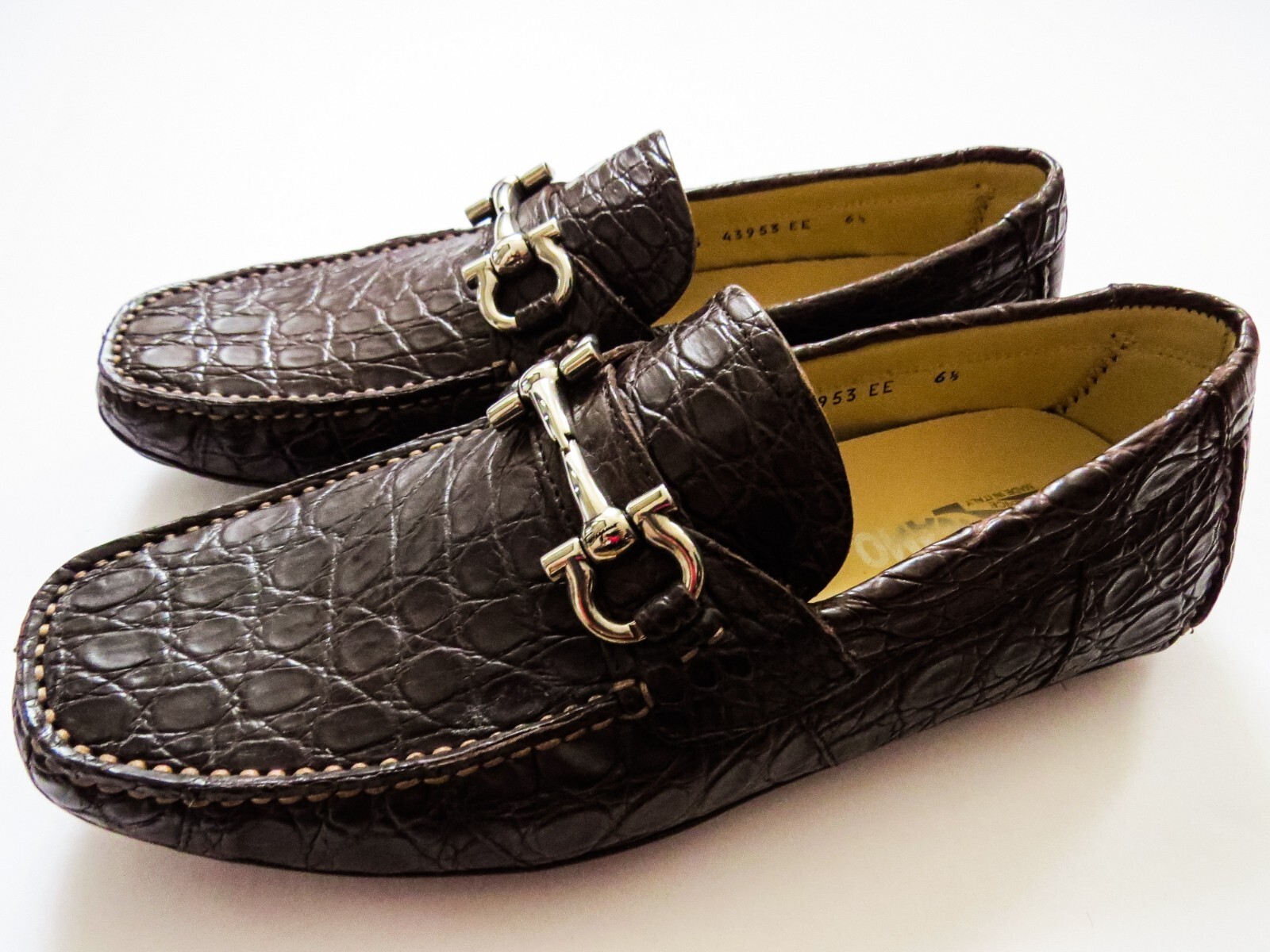 SALVATORE FERRAGAMO Brown Crocodile 