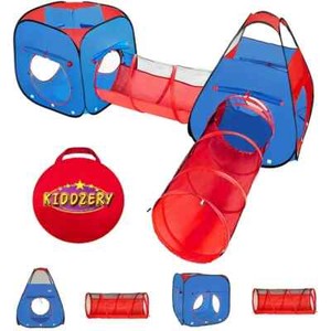 Kiddzery 4pc Pop Up Play Tent 2 Crawl Tunnels 2 Tents Carry Case