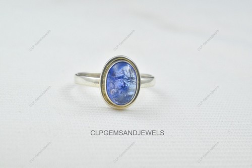 Anello Argento 925 Con Acquamarina Naturale Rotonda Fatta A Mano India