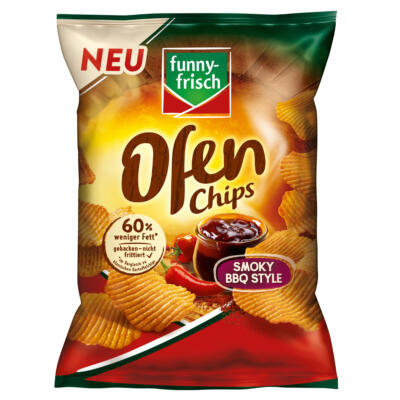 funny frisch Ofen Chips Smoky BBQ geriffelter Kartoffelsnack 125g