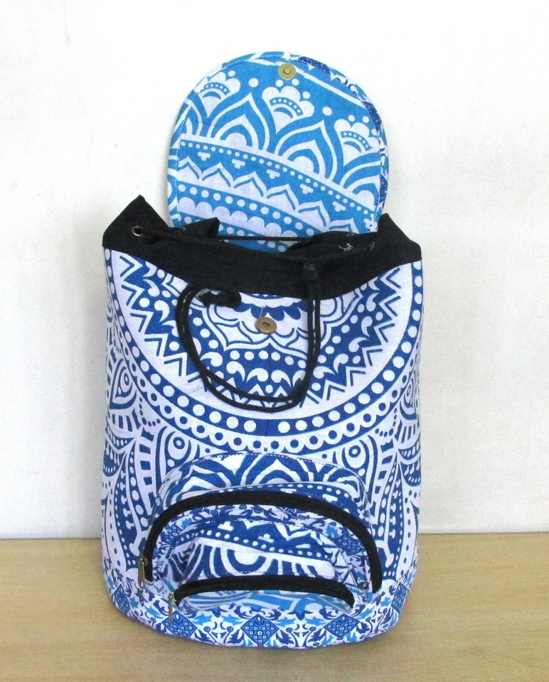 Indian Wholesale Lots Man Woman Backpack Cotton Fabric Hippie Sport Bags 10 Pcs - Image 3 of 4