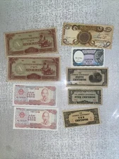 MIXED LOT 9 WORLD PAPER MONEY BANKNOTES CURRENCY FOREIGN CIR & UNC