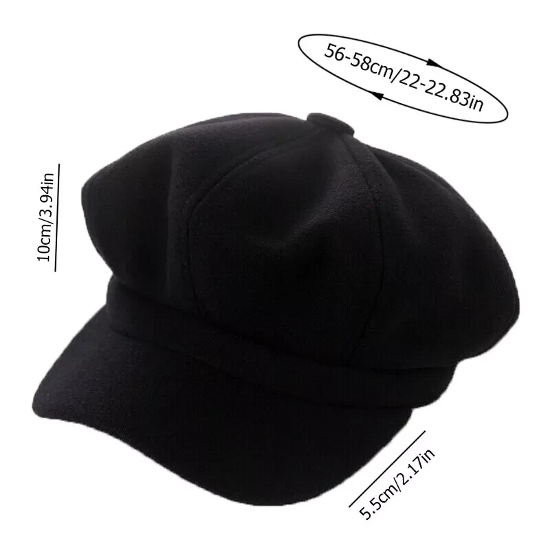 Damas Niña Mezcla de Lana Panadero Mujeres Niño Gorra Pico Sombrero de Newsboy Retro Boina Gorra Foto 3 de 4