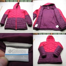 Columbia Jacket Youth Large Purple Colorblock Hooded Insulated Quilted Puffer
