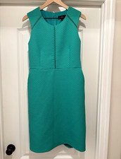 Women’s J. Crew Portfolio Kelly green matelassé sleeveless sheath dress size 10