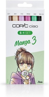 COPIC Ciao Marker 5+1 Set ''Manga 3'', 5 Allround-Layoutmarker mit einer