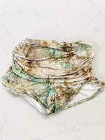 Stylewise New Hotpants Shorts Abstract Print Sage Green Beige Brown Festival Y2K