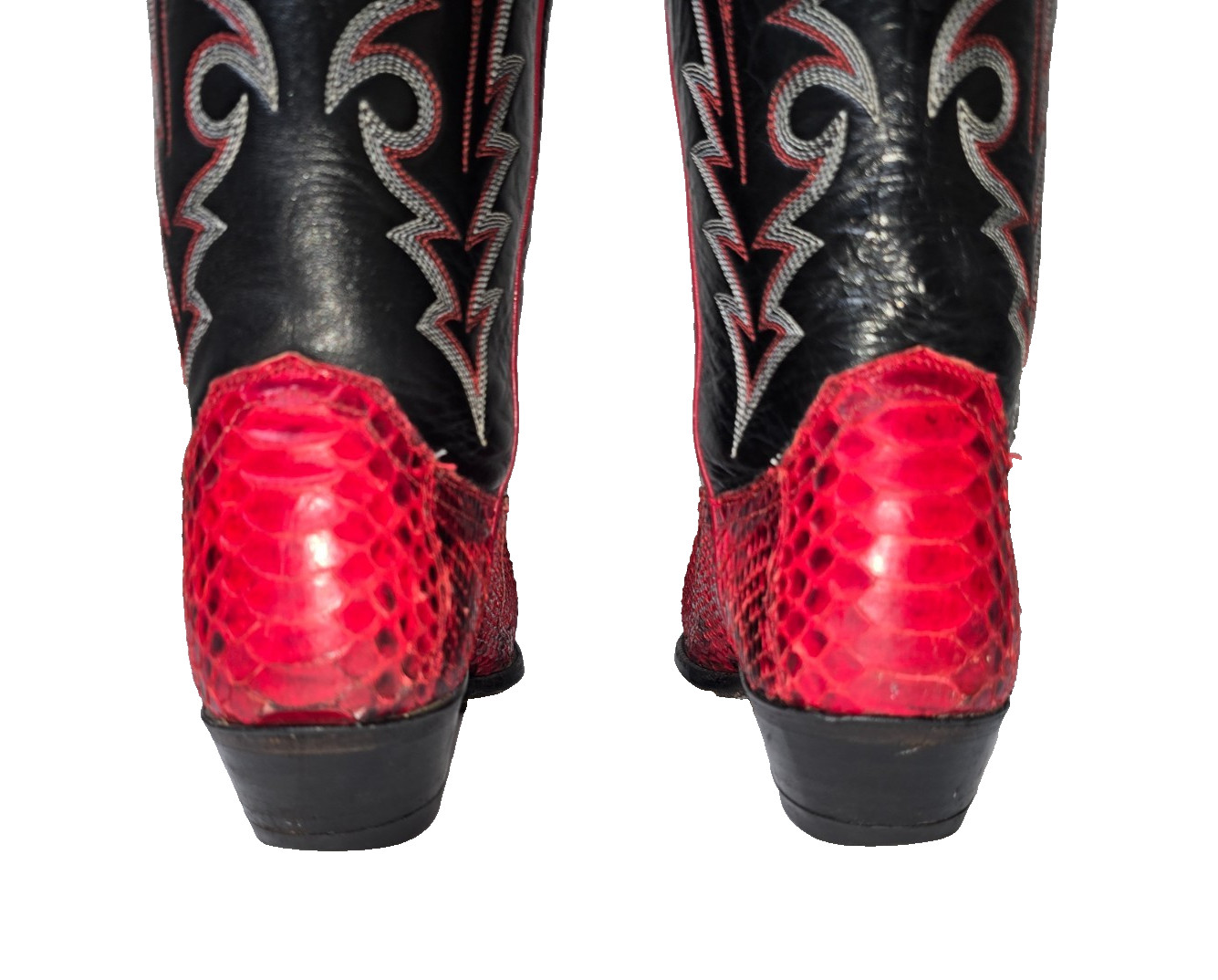 Justin Exotic Python Womens Pointed Toe Red & Bla… - image 9