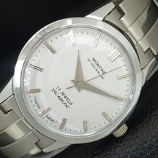 VINTAGE MONTINE HAND-WINDING SWISS MENS REFURBISHED WHITE DIAL WATCH a445241-1