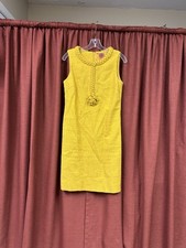 Tory Burch Tweed Braided Rose Retro Sheath Dress In Goldenrod Yellow Size 6