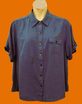 EUC White Stag Blue Shirt - Roll Tab w/Metal Ring on S/S - Women's Size 18W-20W