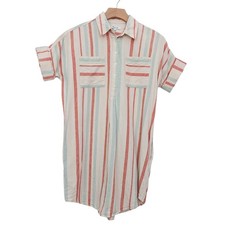 Madewell Shirt Dress Womens Small Linen Cotton Striped Nautical Coastal Beach