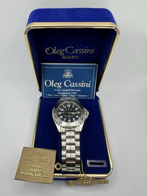 #ad #ad Oleg Cassini Quart Mens Watch New In Box Silver Needs Battery As Is $24.95