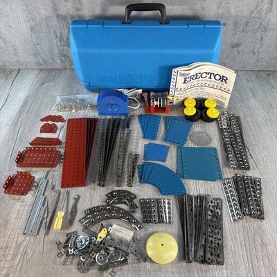 Vintage 1976 Gabriel Erector Set 6301 w Motor Blue Case Manual Tested READ