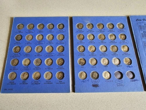 48 Total 90% Silver Dimes - Complete Silver Roosevelt Dime Set In Whitman Album