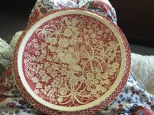 Vintage Vernon Kilns Hawaiian Flowers Dinner Plate Don Blanding Aloha Maroon
