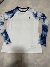 RALPH LAUREN BOYS SWIM RASHGUARD SIZE LARGE 14/16 TYE DYE LONG SLEEVES BLUE EUC