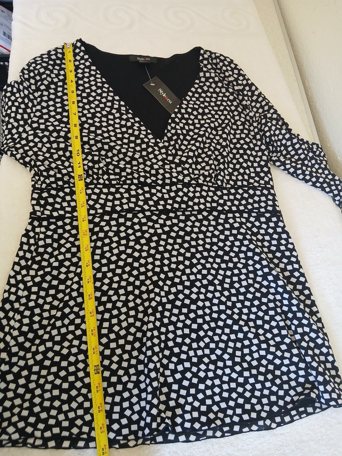 Style & Co Women's Blouse Squard Confeti Lined Top Babydoll Large Y2K 90’s