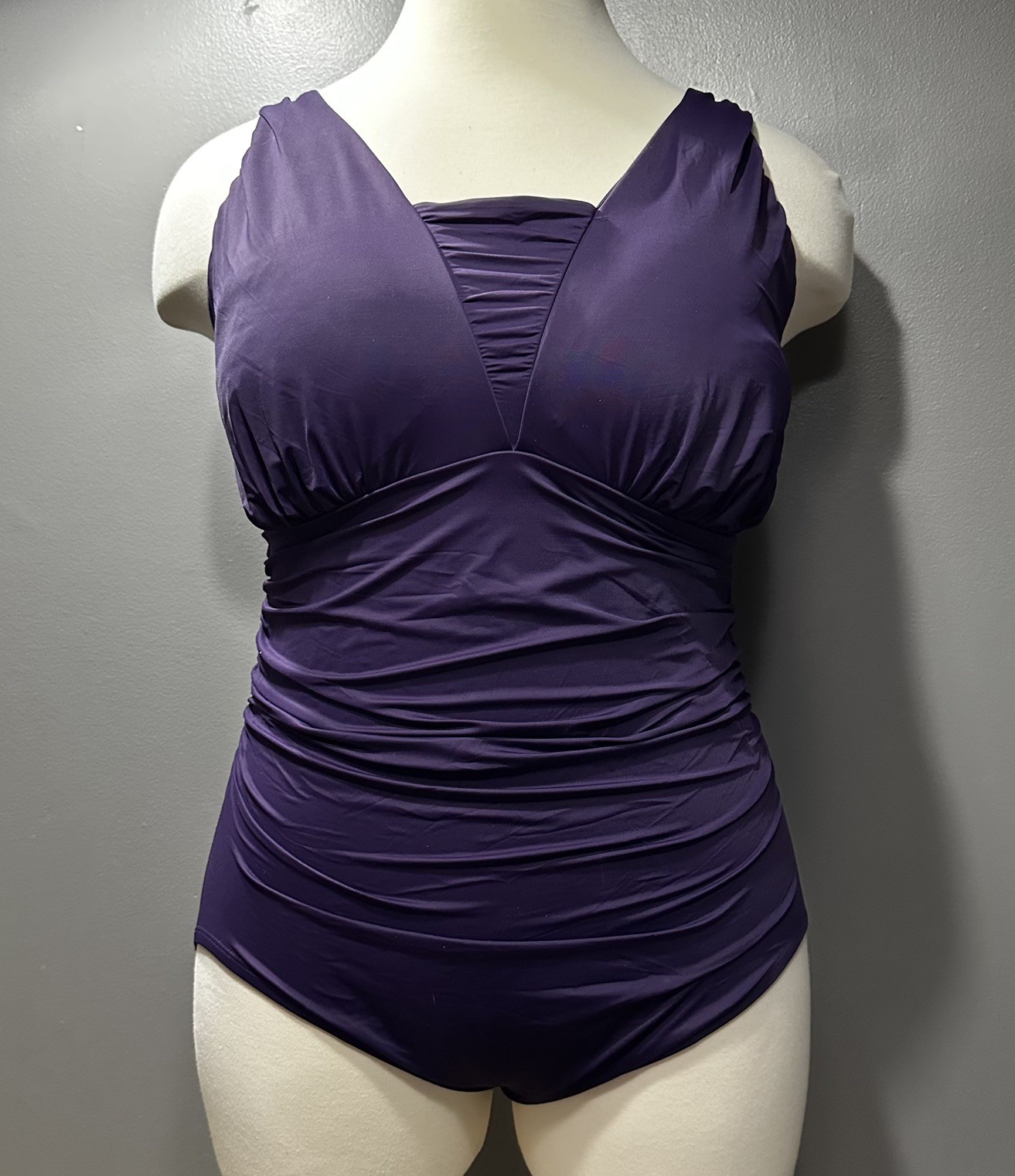 Lands' End Women's Tich Purple Slendersuit with tummy control swimsuit, Size 22W