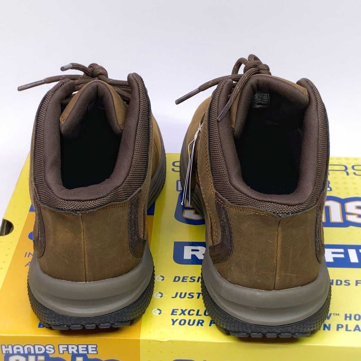SKECHERS Men's Size 8.5 Brown Meroe-Pikeman Leather Slip-Ins