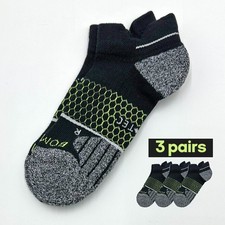 BOMBAS Men's Golf athletic Ankle Socks Cushion Hex Tec Size Med 3 pairs black